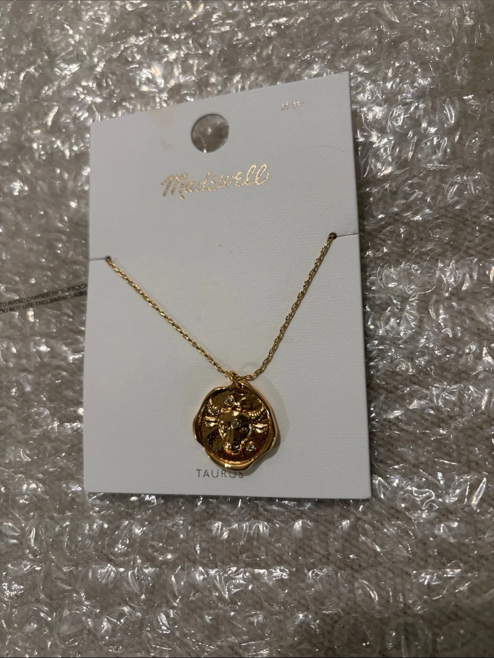 Madewell Gold Zodiac Pendant Necklace - TAURUS/NWT - Picture 10 of 11